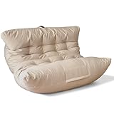 Aiire Pouf Poltrona Sacco Doppio XXL – Puffo per Sedersi a 2 Posti con Imbottitura Inclusa, Bean Bag Chair Camera da Letto o Salotto – Pouffe Design per Lettura, Relax o Gaming Beige