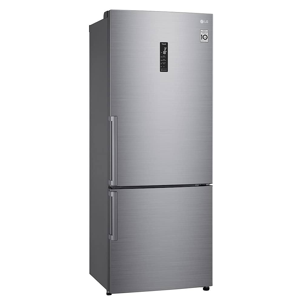 LG GBB567PZCMB1 - Réfrigérateur Combi No Frost, 185 cm, 499 L, Réfrigérateur LG avec congélateur, Réfrigérateur avec fonction DoorCooling, Compresseur Smart Inverter et App, Couleur Inox Anti-traces