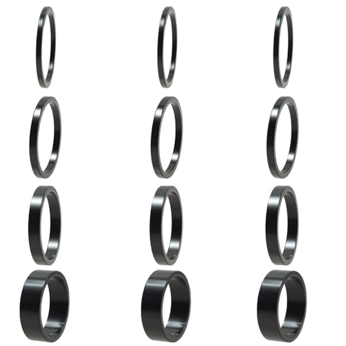 Nextpal 12 Pcs Bicycle Headset Spacers, Aluminum Alloy Headset Stem Spacers for MTB Road Bike Handlebar, Cycling Repair and Maintenance Parts for Home Use, for Cyclists and Bike Enthusiasts