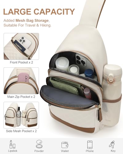 Image of Capolo Sling Bag for Women Men Waterproof Crossbody Bags for Women Trendy Casual Fanny Pack with Convertible Shoulder Strap Chest Bag for Travel Hiking(Beige, Large)