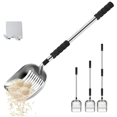 Yuxitia Metal Cat Litter Scoop Durable and Cat Litter Scooper Efficient Spoon Chicken Poop Scooper Long Handle Detachable Components Stainless Litter Scooper （Silver Color） Cover