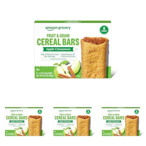 Image of Amazon Grocery, Apple Cinnamon Fruit & Grain Cereal Bars, 1.3 Oz, 8 Ct (Pack of 4)