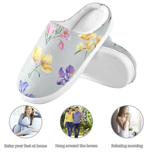 JUNZAN Safari Freesia Gray Women Home Cotton Slippers Lightweight Memory Foam Bedroom Shoes for Hospital Christmas Presents 6-73