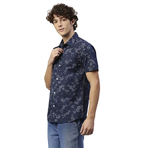 Image of HIGH Star Men Blue Floral Printed Casual Shirt