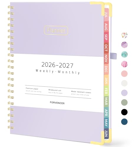 Forvencer Academic Planner 2026-2027, Hardcover Calendar Planner Weekly & Monthly, July 2026 - June 2027, 8.5' x 11', Daily Agenda with Tabs, College School Organizer for Student Teacher, Purple