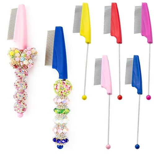 Peine de perro para el cepillado en casa pack de 5 piezas de metal azul y rosa