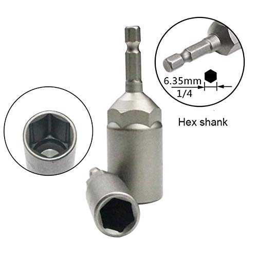 bit de Set de Taladro 10pcs 1/4 Pulgada Llave hexedos hebs de bits de bits de Largo de Largo 1/2 Pulgada de Impacto Adaptador de Taladro de Taladro 6-15mm Talvo Adaptador de Collet