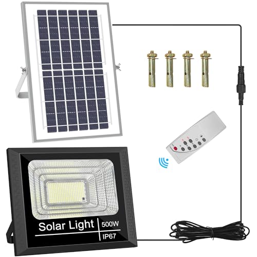 La mejor selección de Reflector solar los más recomendados. 43 Sunsign 500W Luz Solar Exterior Jardin,IP67 Lámpara Solar con Control Remoto, 294 LED 8000 lumens Lámpara de Inundación Solares, 6500K Regulable Iluminación Exterior Luces