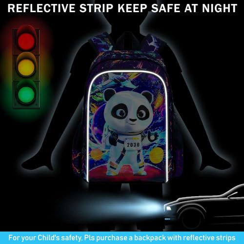 Image of 3Pcs Boys Backpack, 16 inch Panda School Backpacks with Lunch Box, Kids Bookbag for Elementary Preschool Kindergarten(Black)