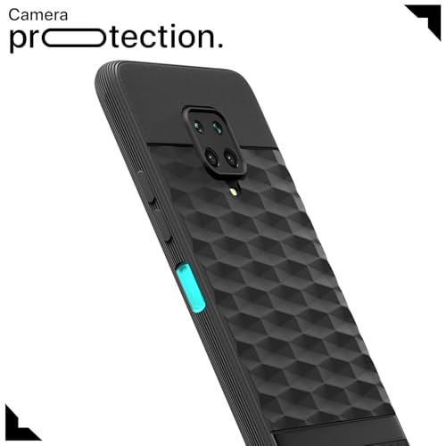 Image of Pikkme Back Cover for Redmi Note 10 Lite /Note 9 Pro /Pro Max /Poco M2 Pro Camera Protection 3D Hexa Cube Design Silicone Protective Bumper Case (Black)