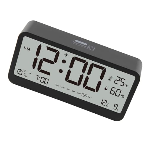 ZEPFJHE Silents Digital Clock con Sensores Luz Nocturnos Brillo LED Ajustable para Verificación Fácil