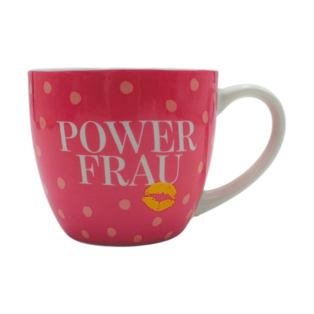 Dekohelden24 XXL Drinking Cup Maxi Coffee Mug Gift Girlfriend Coffee Cup with Power Woman Motif Pink Size H x Diameter 9.2 x 10.5 cm Capacity 400 ml Dishwasher Safe