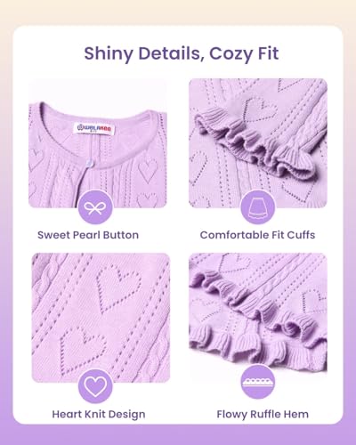 Image of Girls Cotton Knit Shrug Cardigan with Long Sleeve Ruffle Hem