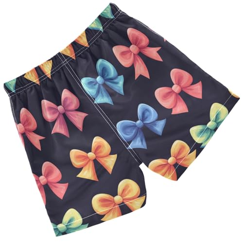 Pigsaly Boys Swim Trunks Cartoon Colorful Ribbon Bow Boys Board Shorts Swimsuit Swimwear Summer Bathing Suit S2