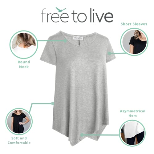 Free to Live 3 Pack Asymmetrical Tops for Women Dressy Casual Short Sleeve Shirts Flowy Loose Fit Tunic to Wear with Leggings2