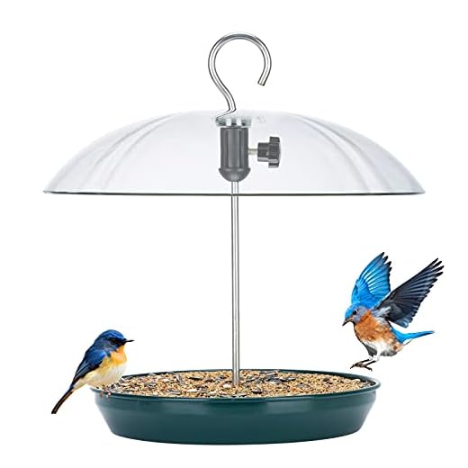 Kingsyard Platform Bird Feeder with Adjustable Dome for Outdoors Hanging