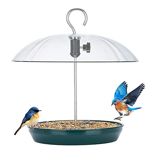 Kingsyard Platform Bird Feeder with Adjustable Dome for Outdoors Hanging by Kingsyard - Used condition - CA$31.49