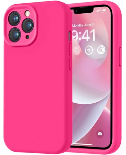 Image of LOVE 3000 Designed for iPhone 13 Pro Max Case, Premium Silicone with [Soft Anti-Scratch Microfiber Lining] Shockproof Protective Phone Case for Men Women Girls 6.7 inch, Hot Pink