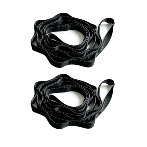 PRIOR FITNESS Aerial Yoga Daisy Chain Straps,5.9ft,CE Cert Black Loops 2PCS