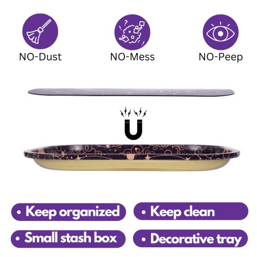 Sun Lunar Rolling Tray With Magnetic Lid, 7X5.5 - Small Whimsigoth Decorative Tray Cute - Ideal For Home& Travel, Celestial Aesthetic Metal Tray - Mystical Gifts For Spiritual Hippie, Astrology, Tarot #TOP2