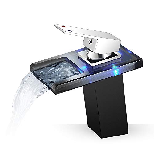 ROVOGO Led Bathroom Faucet with Led Lights Color Changing, Waterfall Type Faucet for Bathroom...