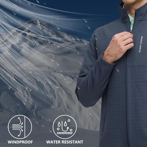 Image of M MAELREG Mens Jacket Zipper Pockets Softshell Lightweight Water-Resistant Windbreaker Golf Spring Fall Jackets for Men