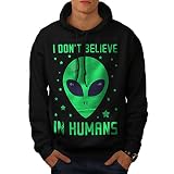 wellcoda Humans Don't Exist Mens Hoodie, Sad Being Hooded Sweatshirt Black M