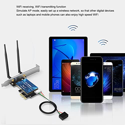 Placa PCIe WiFi para PC, placa de rede sem fio de banda dupla Bluetooth 4.1 Adaptador sem fio PCIE c