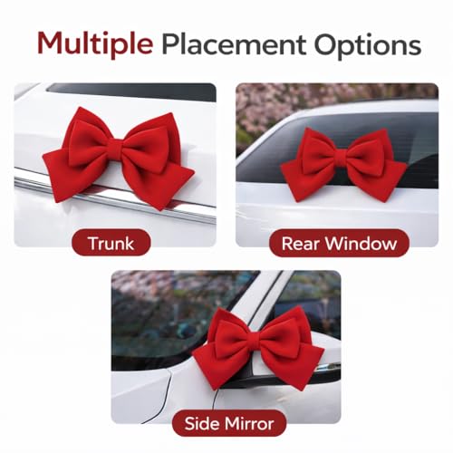 Image of Pink Car Bow for Women Cute Car Exterior Cute Decor for Girls Coquette Decorations for Cars (red)