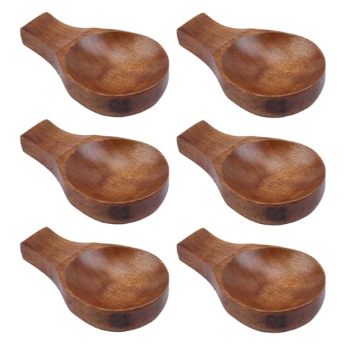 DECOMELODY Set 6 Piatti da Intingere in Legno con Manico, Porta Bacchette Salvaspazio, Ciotole per Salse Giapponesi 9x5,5x1,5 Cm per Tavola Casa e Ristorazione Riutilizzabile