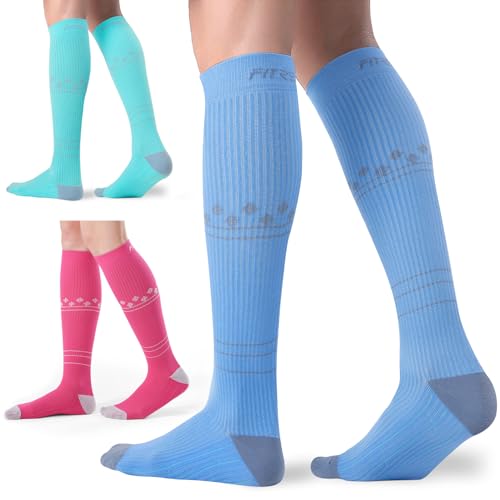 Image of FITRELL 3 Pairs Compression Socks for Women and Men 20-30mmHg-Circulation Support Socks