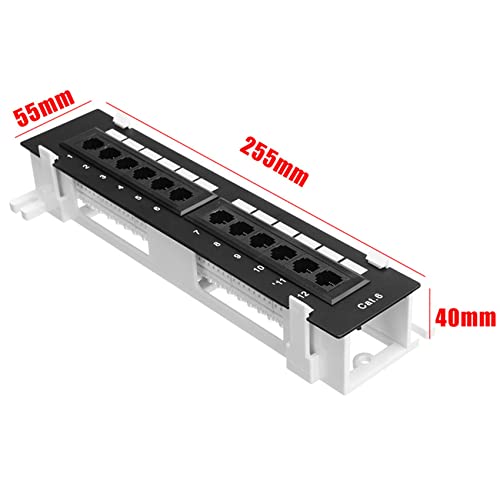 Kit de 5 paneles de conexión CAT6 de 12 puertos RJ45 con soporte para montaje mural 2