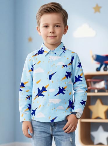 Image of Boys Hawaiian Button Down Shirt, Pure Combed Cotton Short Sleeve Size 3-15Y | Pure Combed Cotton, Smooth 60s yarn, Tagless Label, Pilling-Resistant, Shrink-Resistant, Fade-Resistant, Machine Washable