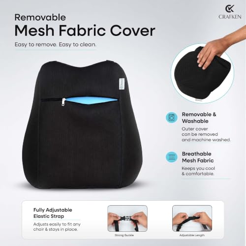 Image of Car Cushion & Back Support - Memory Foam Combo with Coccyx Cushion & Lumbar Support for Driving Comfort, Office Seating, Daily Posture Support & Extended Sitting Hours, (Black Mesh)