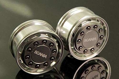 Hockus Accessories Front/Rear Rims/Tires for 1/14 KINGTAIR Hydraulic Heavy Engineering Tractor Truck Benz Man Volvo Dump 8x8 6x6 6x4 Trailer - (Color: Metal Scania 2PCS)