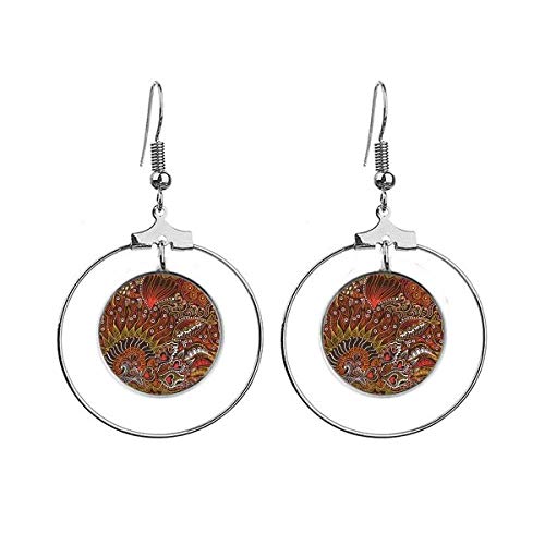Boucles d'oreilles pendantes poisson avec motif coloré abstrait idée cadeau femme