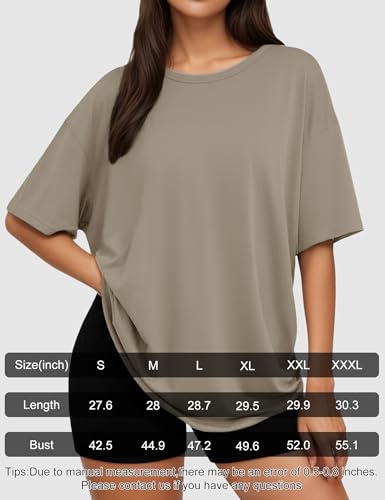 Image of Siimcuzy 2 /4 Pack Oversized Tshirts for Women Short Sleeves Workout Tops