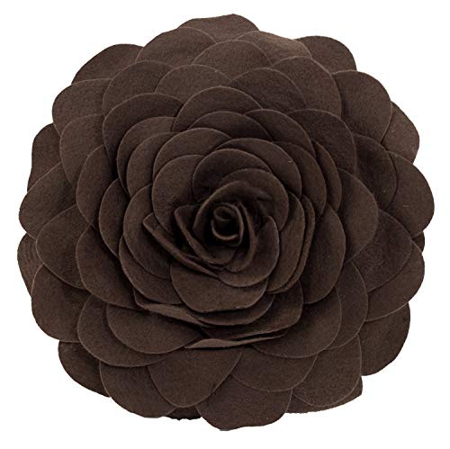 Fennco Styles Eva's Flower Garden Decorative Filled Throw Pillow 13" Round - Chocolate Floral Accent Pillow for Home, Couch, Bed, Living Room, Holiday and Office Décor
