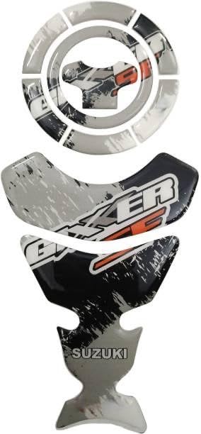 Image of 3D Bike Tank Pad Sticker Compatible with Gixxer, Blue and Black Protective Decal with Fuel Cap Cover (G)