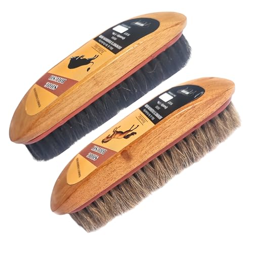 HIMMUS FASHION HUB Horse Hair Brush | for Shoes, Leather, Vinyl, Rubber, Upholstery | Car Dashboard Clean and Interior Detailing Brush | Long Bristles, Wooden Handle (Brown & Black Brush) (B09QZVYVP5) Amazon Price History, Amazon Price Tracker