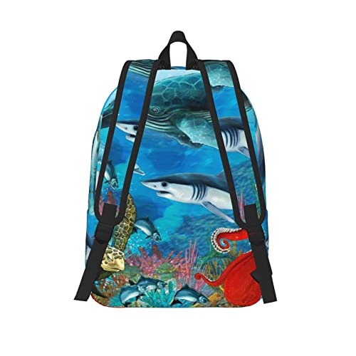 Sac à dos ordinateur portable imprimé pingouin et tortue grand format
