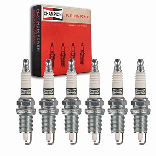 6 pc Champion Platinum Spark Plugs compatible with Jeep TJ 4.0L L6 1997-2006