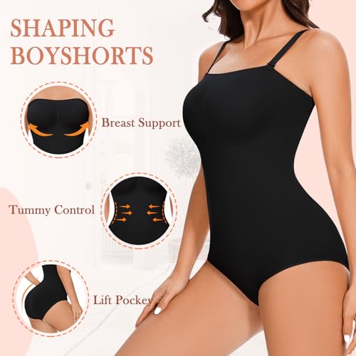 ciksob Strapless Shapewear Bodysuit for Women Seamless triangle Tummy Control Bodysuit Slimming Butt Lifter Body Shaper - image 3