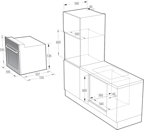 Gorenje BOA6737AO1X Einbaubackofen / 73 Liter/BigSpace/Heißluft / 250° maximale Ofentemperatur/EcoClean-Email / 2fach verglast / 9 Funktionen/EEK: A/Minimale Einbaumaße (HxBxT): 60x 56x 58 cm