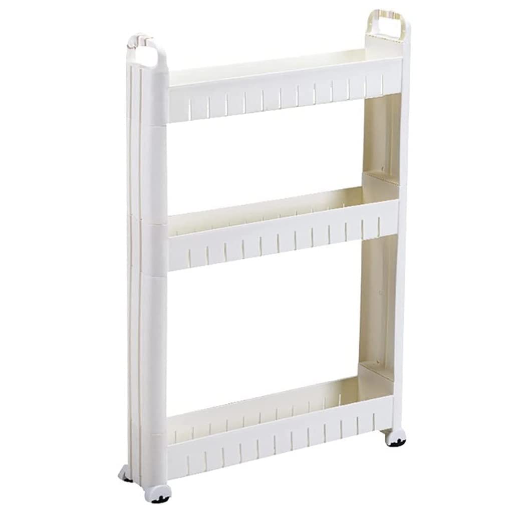Carrito Auxiliar Con Ruedas, 10cm Slim Rolling Carro De Almacenamiento, Skinny Mobile Kitchen Pantry Cart With Wheels, Slide Out Utility Narrow Rolling Cart Easy Assemble For Tight Spaces, White ( Col