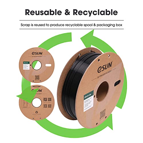 Image of eSUN PLA Filament 1.75mm, High Toughness 3D Printer Filament Upgraded PLA Filament, Dimensional Accuracy + /- 0.03mm, 1KG Cardboard Spool (2.2 LBS) 3D Printing Filament for 3D Printers, Black