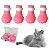 Cat Claw Covers - Anti-Scratch Cat Boots, Adjustable Silicone Paw Protectors for Grooming & Bathing, Soft & Comfortable (Pink)