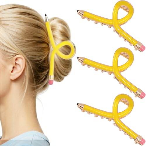 Pince à cheveux jaune en métal lot de 3 pour enseignantes