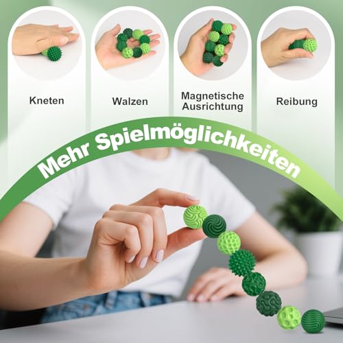 Zingbee 8 Stück Magnetische Fidget Toys, Silikon Magnetkugeln Anti-Stress Bälle, Sensorik Spielzeug für Erwachsene und Kinder, Sensorische Magnetische Kugeln Set, Stressabbau und Entspannung(Grün)