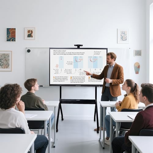 Image of Smart Board 65 inch, Interactive Smartboard Digital Whiteboard with Dual OS Android Windows, Touch Screen Wall Mount for Classroom Business Office